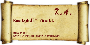 Kmetykó Anett névjegykártya